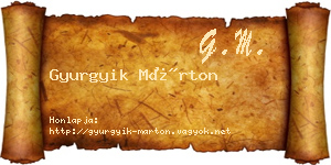 Gyurgyik Márton névjegykártya